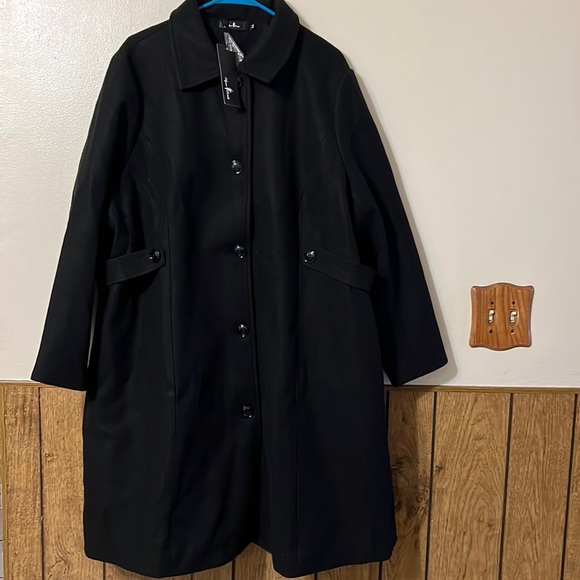 NWT Agnes Orinda Plus Size Overcoat Single Breasted Belted Long Peacoat Sz 4X - Picture 1 of 8